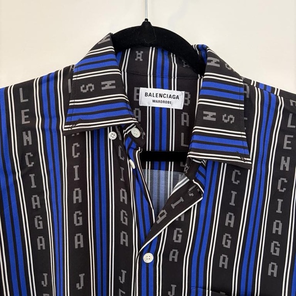 Balenciaga Black, Blue & White Striped Lounge Pants - Picture 6 of 6